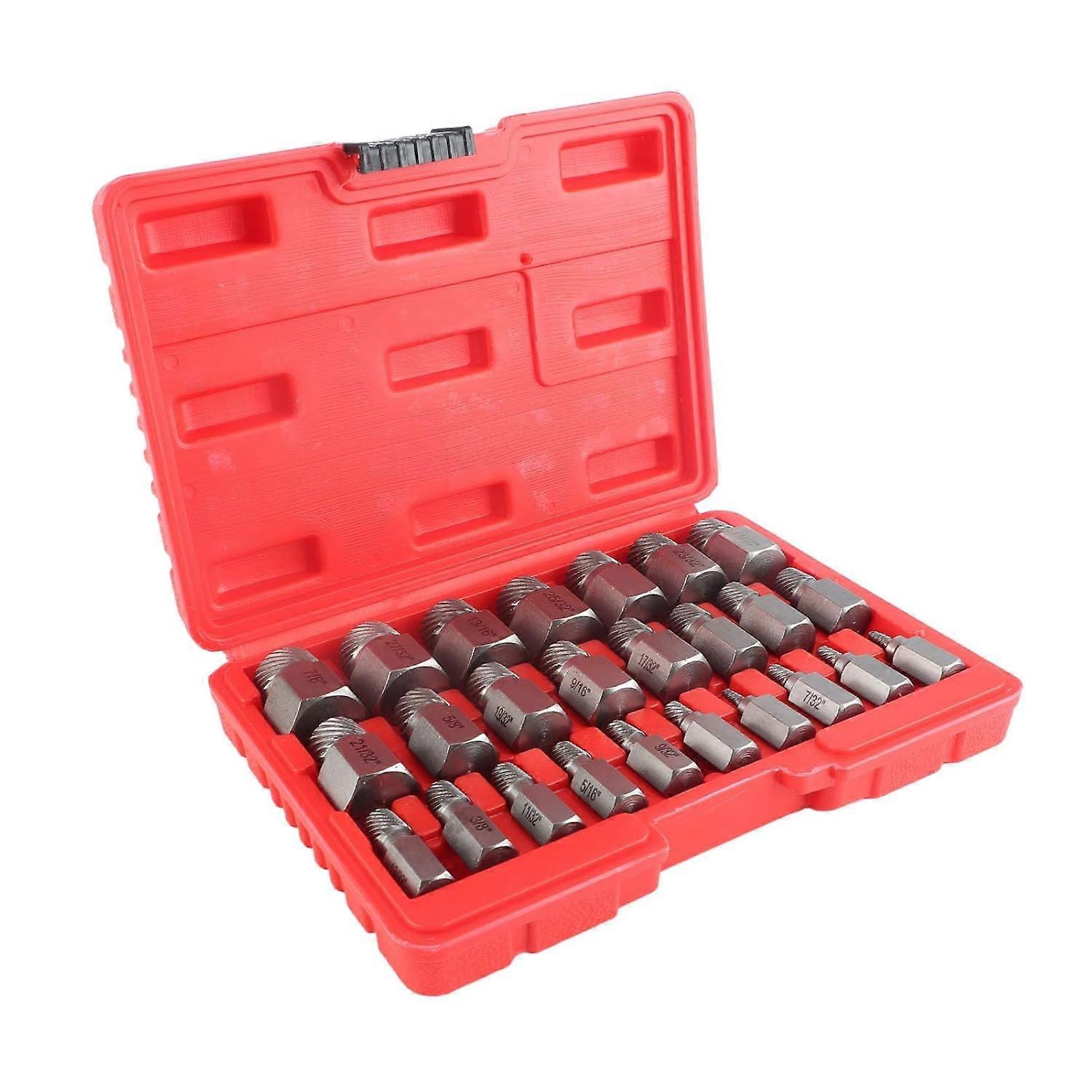 nice 25Pcs Bolt Extractor Set, Chrome Molybdenum Steel Damaged Screw Extractor Kit, Hexagon Bolt Extractor Set with Carrying Case, for Removal
