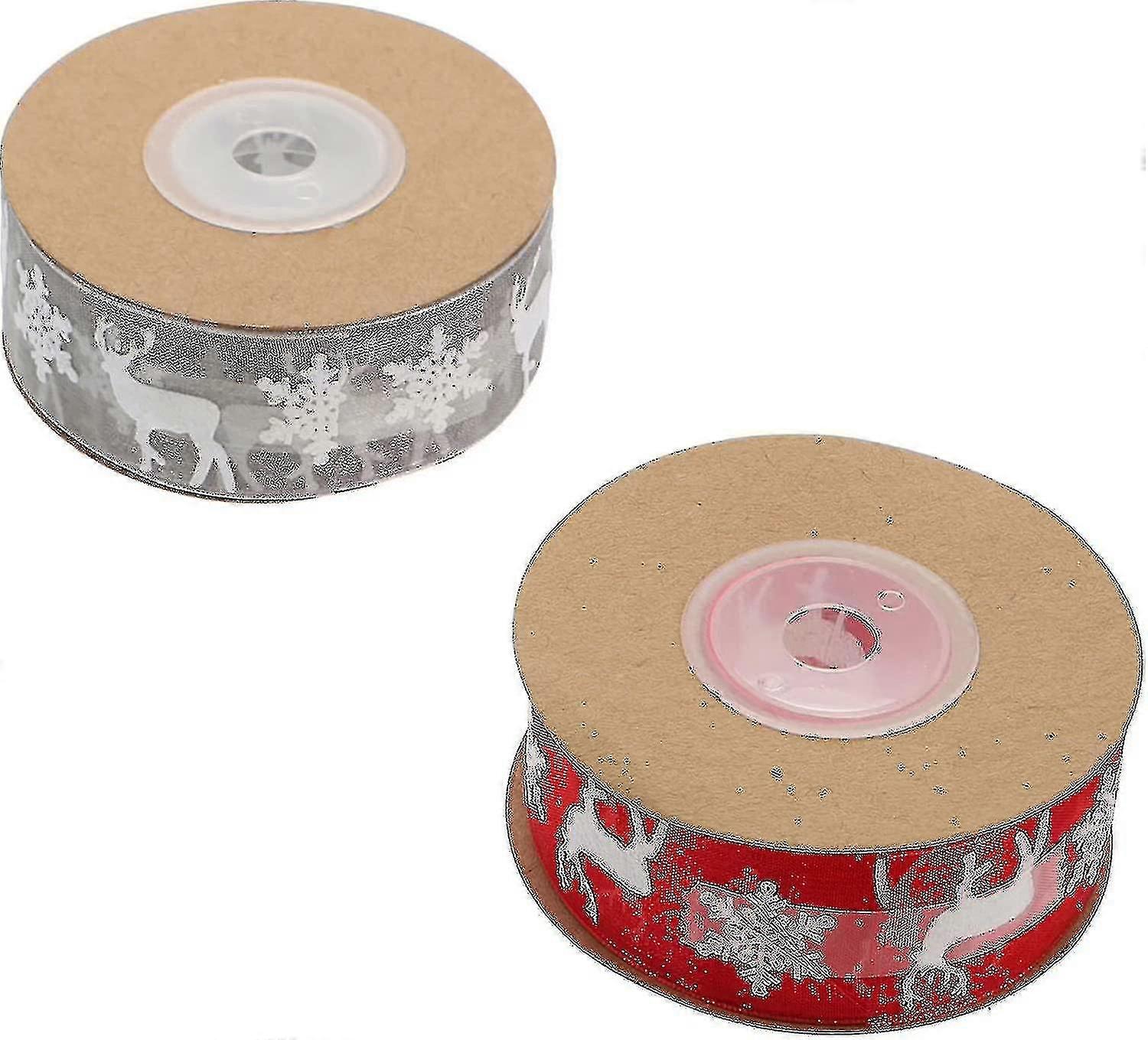 10m Wrapping Ribbon Roll: Diy Christmas Gift Wrapping Ribbon With Elk Deer Snowflake Print Winter Holida