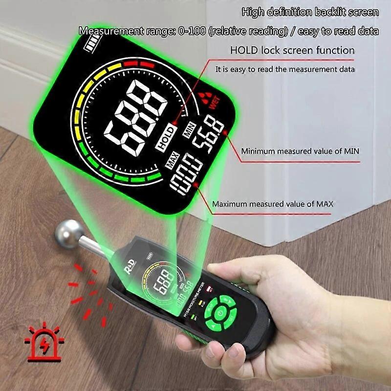 Moisture Meter Moisture Reader with Data Hold Auto-off Audible Visual Alarm Drop