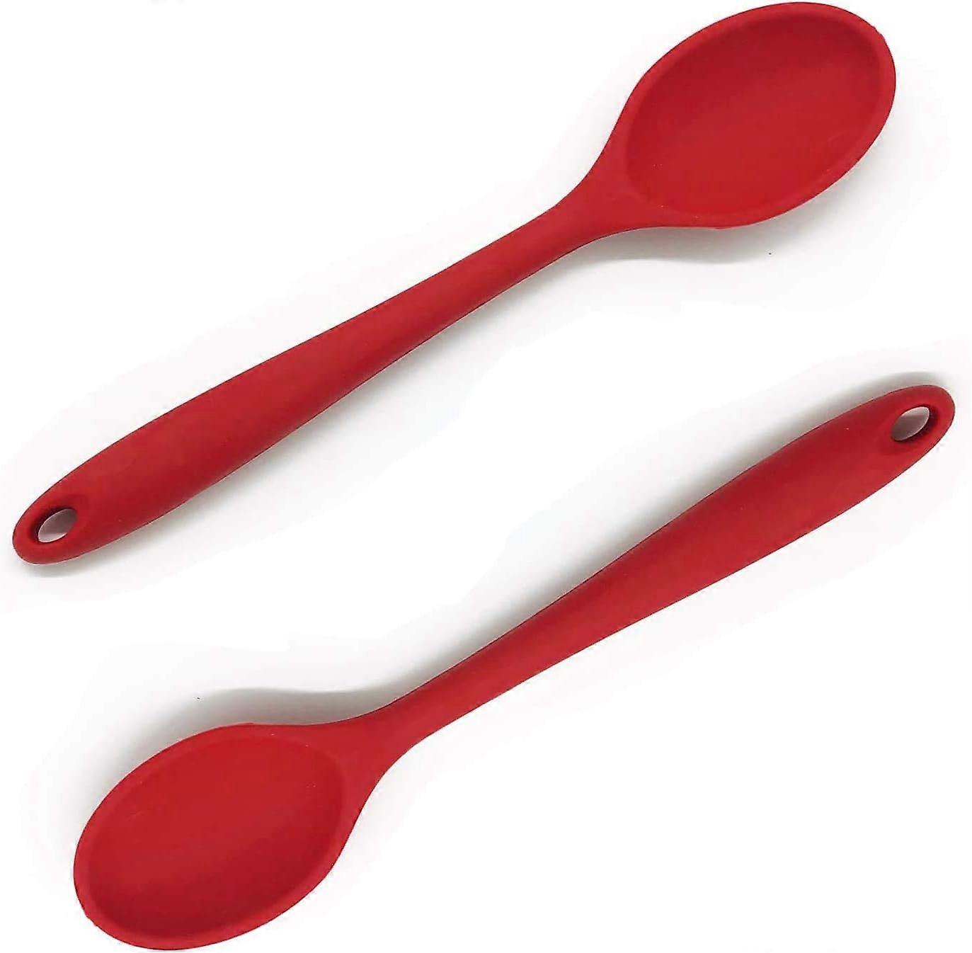 Silicone Nonstick Mixing Spoons Set 2 - Piece,High Heat Resistant to 480F,Hygienic One Piece Design Cooking Utensil,for Set for Stirring Scooping and