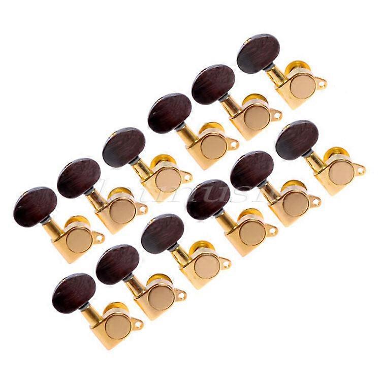 12R Gold Acoustic Guitar String Inline Tuning Pegs Tuners Keys Machine Heads