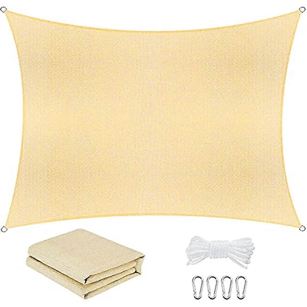 Kaxich Sun Shade Sail Rectangle 2 x 3m Waterproof Shade Sail Canopy 95% UV Block with Awning Attachment for Outdoor Garden Patio Backyard Lawn (Beige)