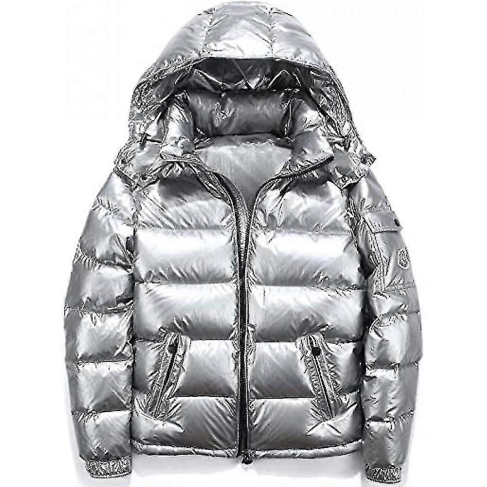 Shiny Down Jacket Men's Winter Jacket Stand Collar Down Jacket With Hood