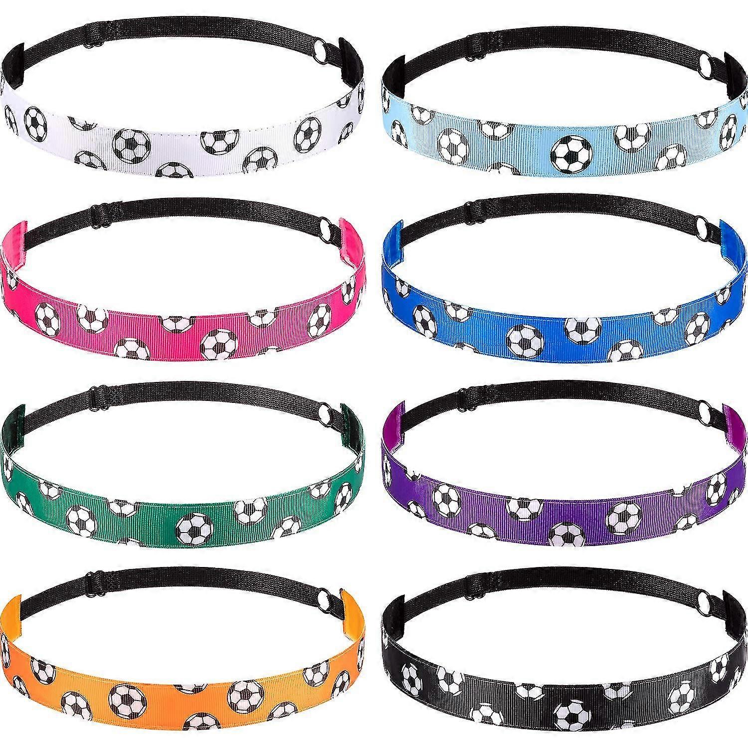 サッカーヘアアクセサリー フットボールヘアバンド スポーツ用伸縮性ヘッドバンド 女の子用 8個パック