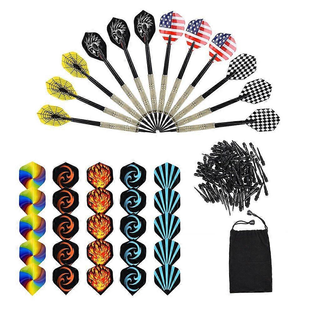 Darts Sets, 12 Packs Soft Darts with Soft Tip Points for Electronic Dartboard with 30 Dart Flights and 100 Black Plastic Dart Tips