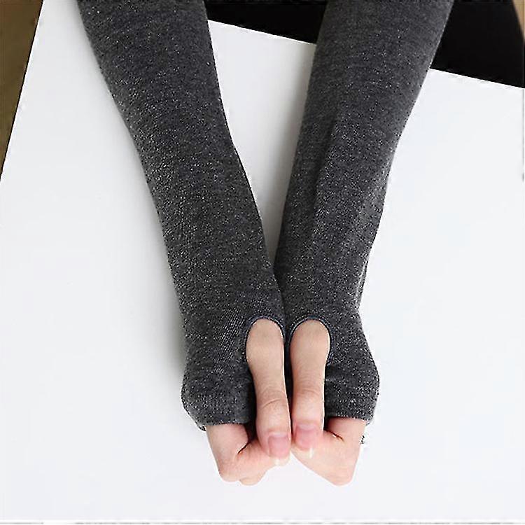 Hiver Femmes Mode Bras Chaud Sans Doigts Gants Longs Demi Pouce Trou Mitaine