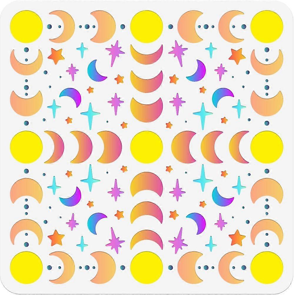 Moons Painting Stencil 11.81x11.81 Inch Reusable DIY Art and Craft Stencils Hollow Out Drawing Painting Template for Painting on Wood Fabric Paper Wal