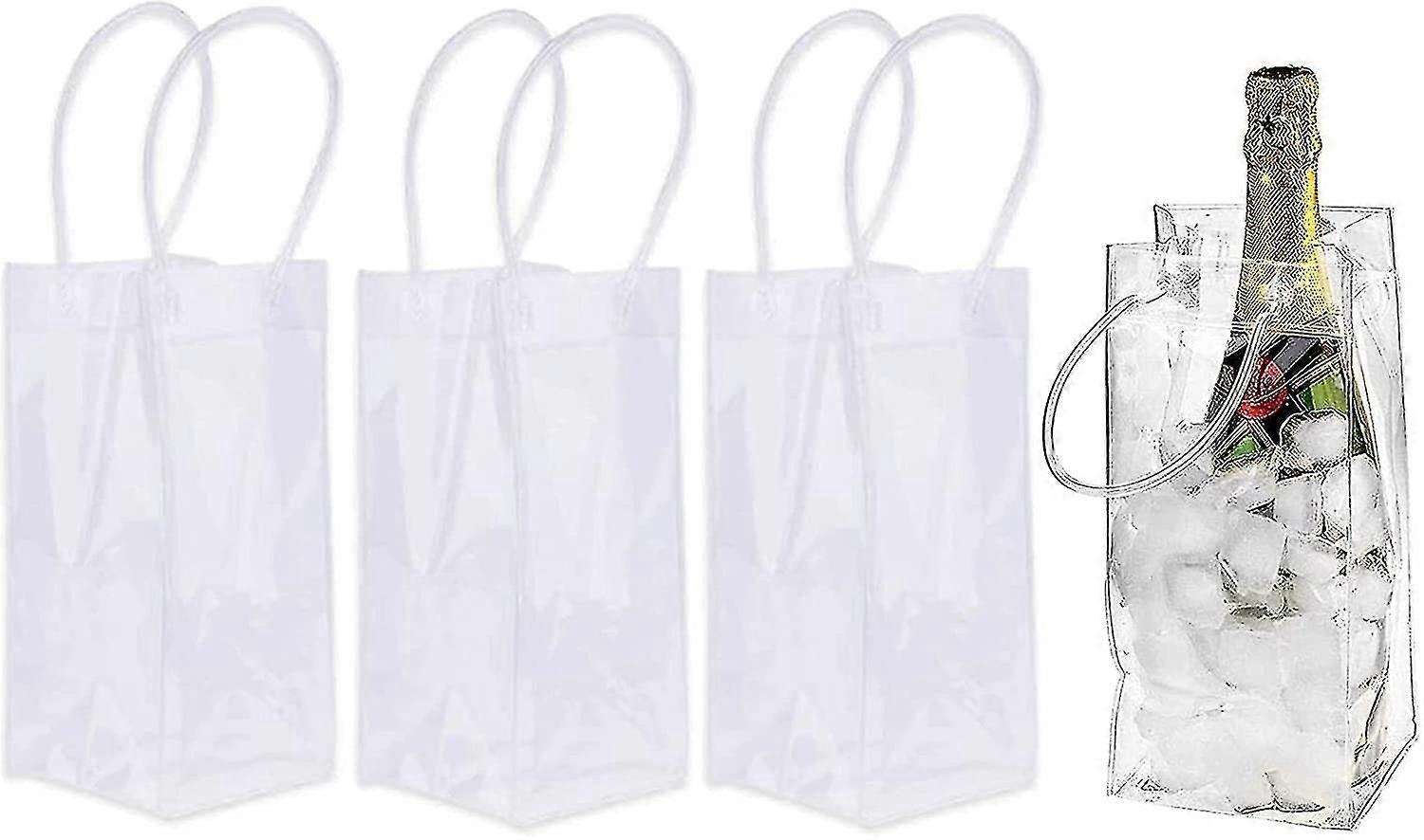 4 Pcs Portable Wine Ice Bag Bottle Ice Bag Transparent Pvc Wine Bag Bottle Ice