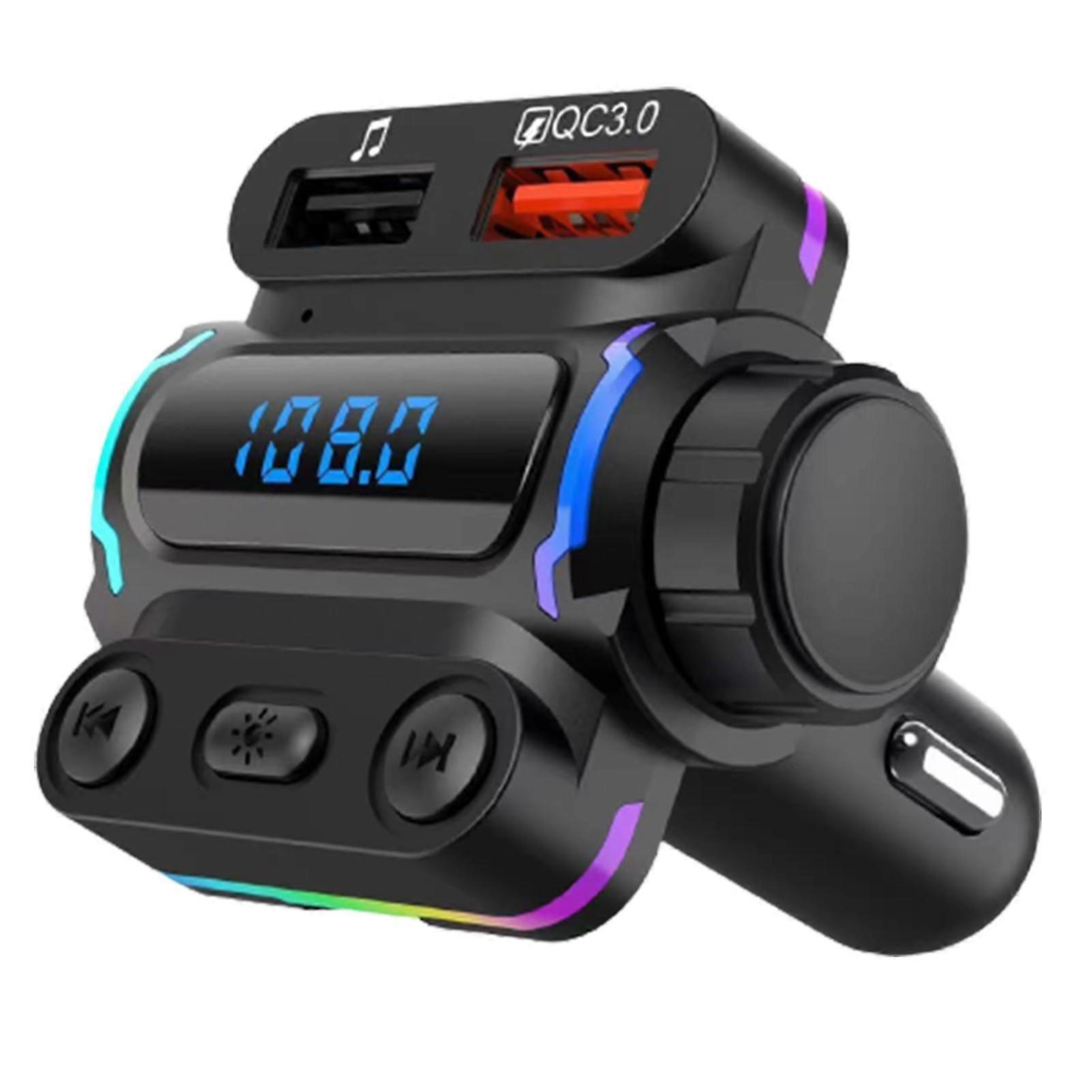 Bluetooth Compatible FM Transmitter Fast Charging U Disk USB PD Port HIFI Sound