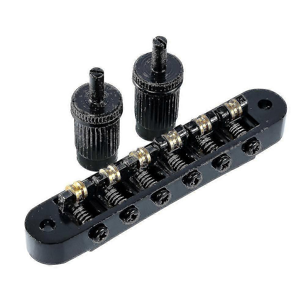 1 Set Of 6 Strings Guitar Tune-o-matic Bridge And Tailpiece With Posts Compatible With Electric Guitar,black PXCL