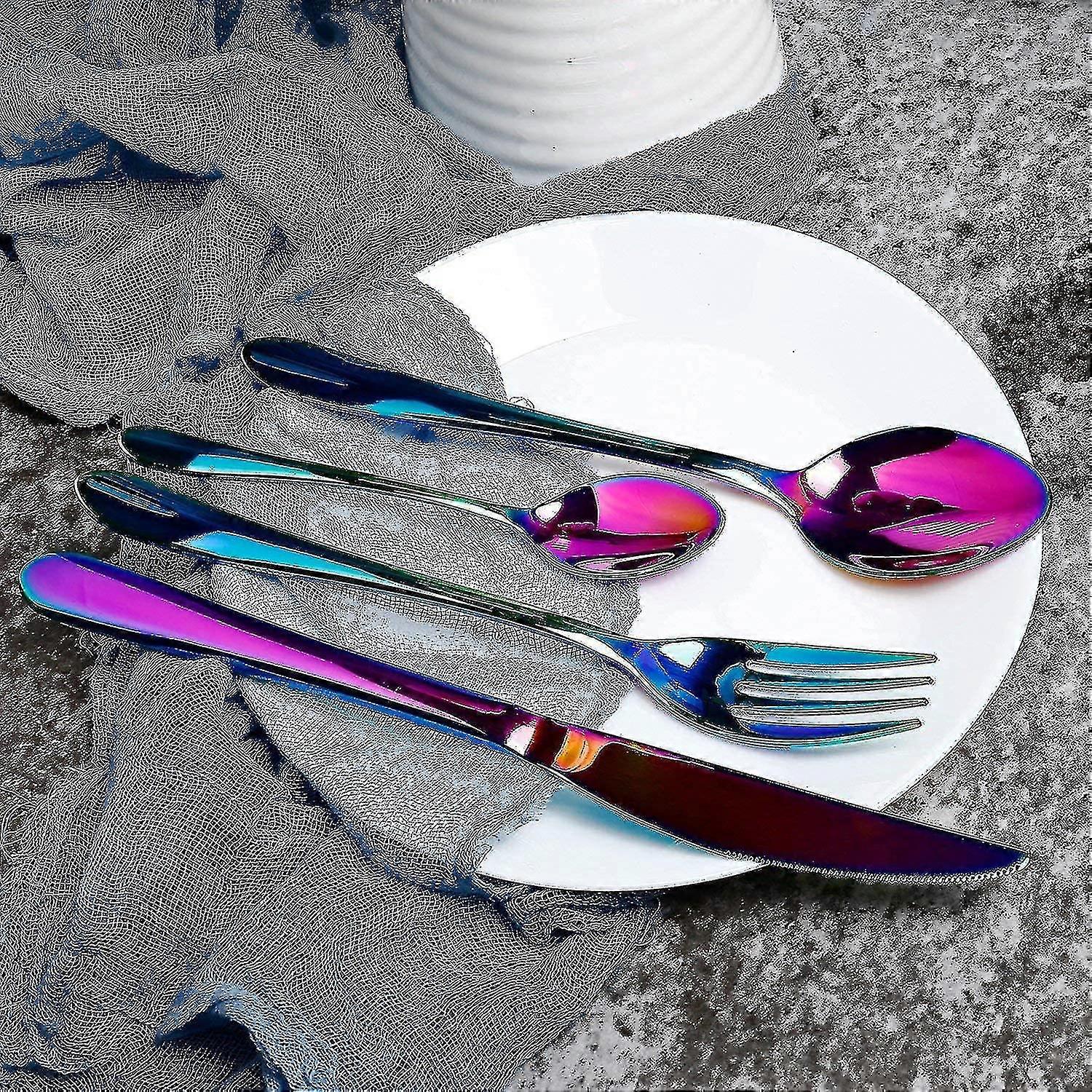 Rainbow Flatware Set 24 Piece Stainless Steel Flatware Set