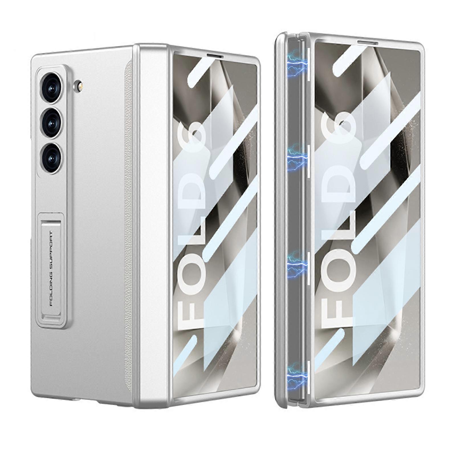 Z Fold 6 Case Hinge Coverage Protective with Kickstand Screen Protector PC Magnetic All-Inclusive Shockproof Cover for Z Fold 6
