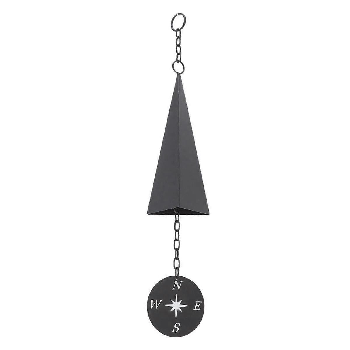 Retro Design Iron Triangle Wind Bell with Compass,Wind Chimes Decor