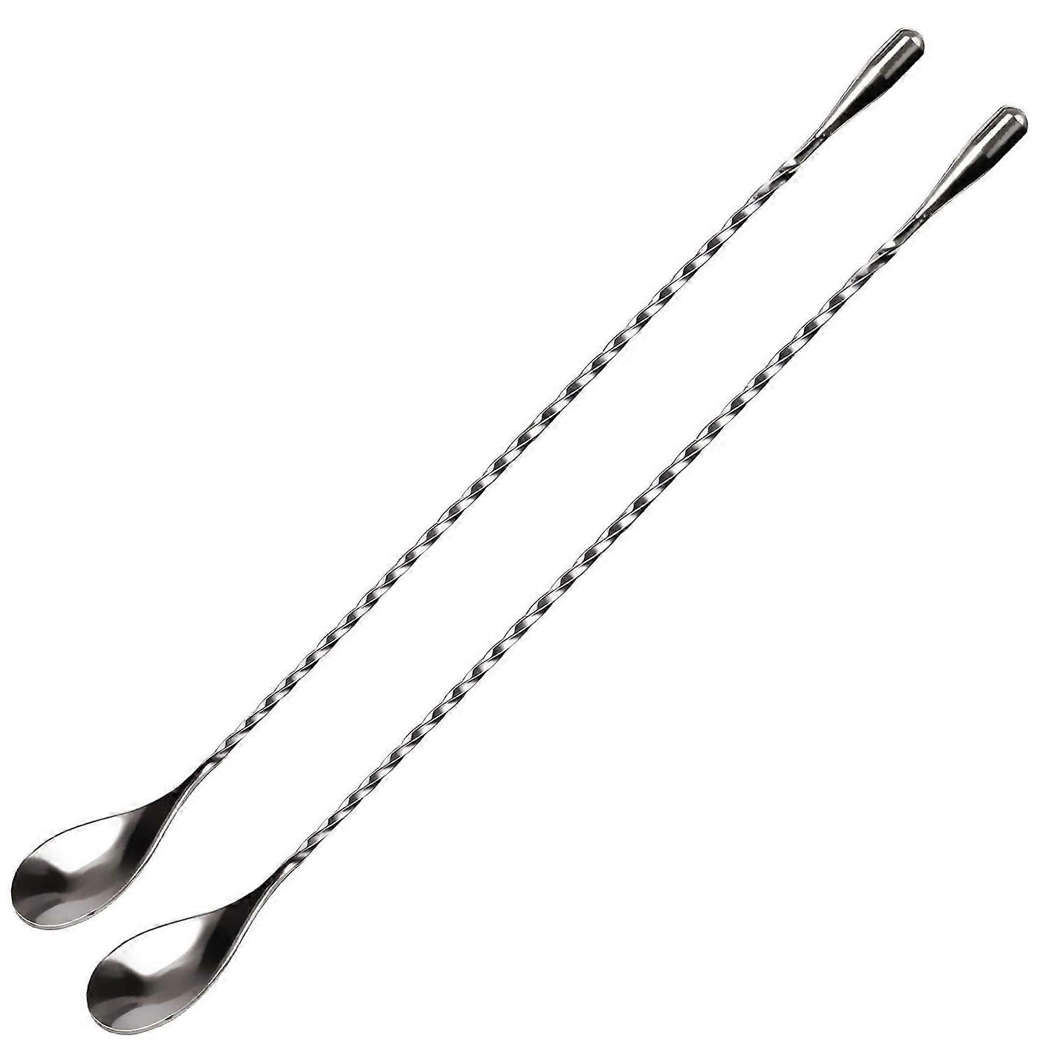 Mixing Spoon Stainless Steel Set of 2 Professional Bar Tool (12 Inches) Japanese Style Teardrop End