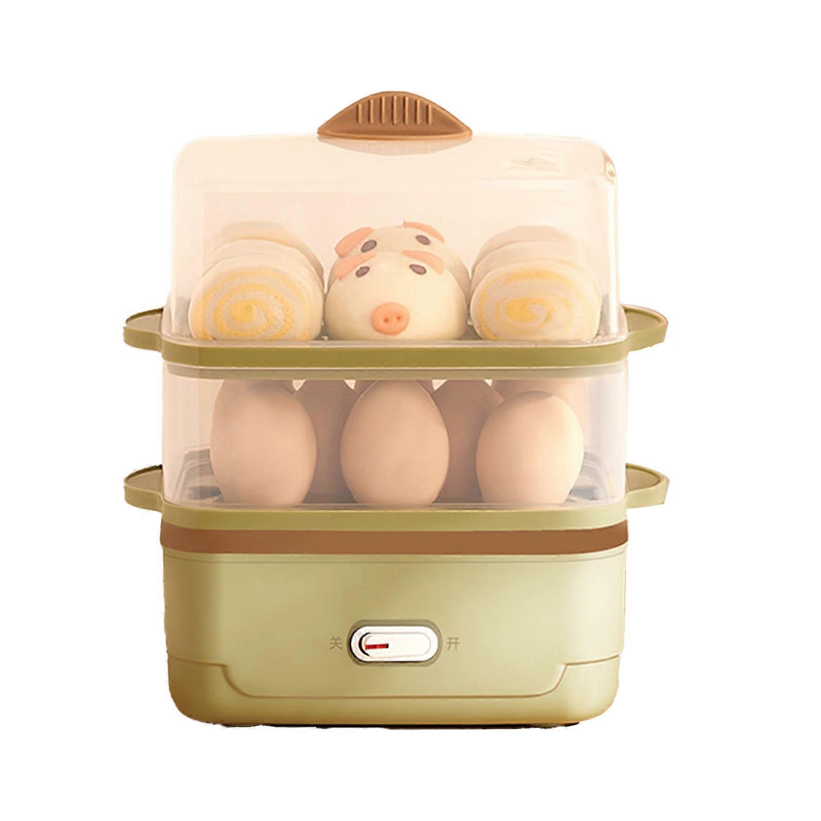 Double Layer Egg Cooker Plastic Green Electric Egg Boiler Maker for Egg Steamed Bread