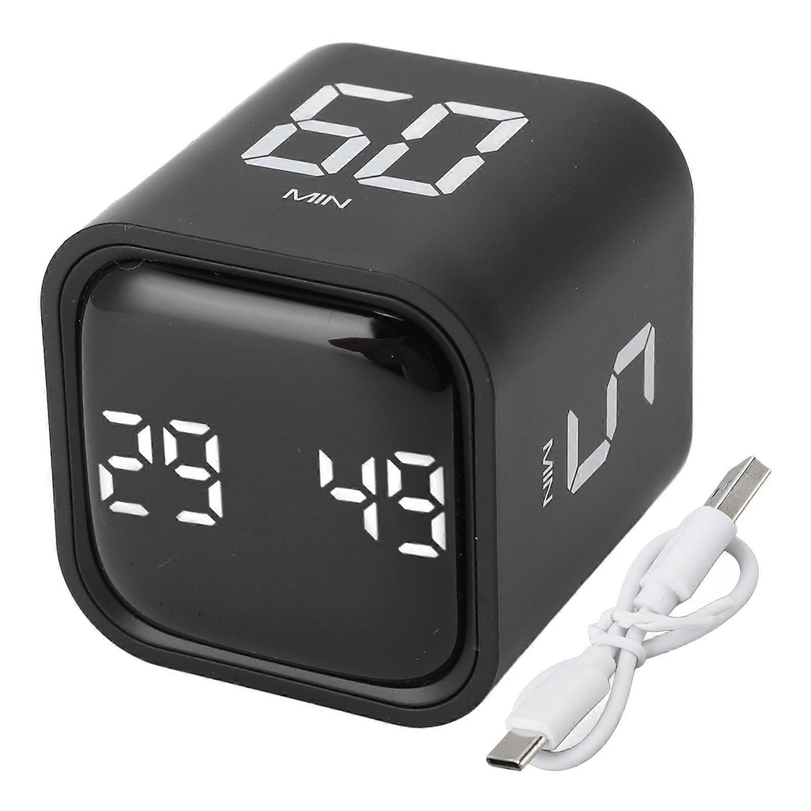 Gravity Timer Professional Silent Operation Digital Cube Timer for Time Management for Work Study Kitchen Meeting Black