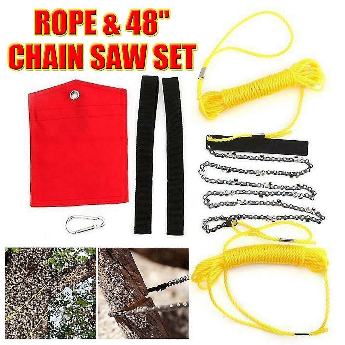 High Reach Limb Rope Chain Saw W/48" Chain Branch Tree Saw Trimmer Rope
