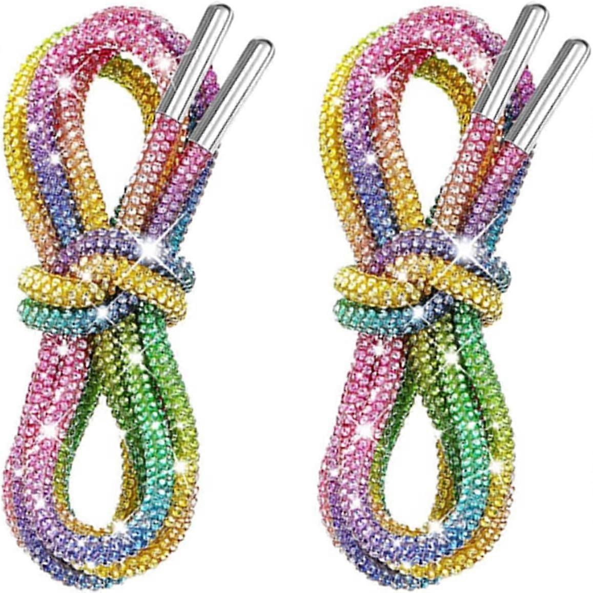 Pack of 2 rhinestone glitter rope round shoelaces, glittering diamond rope straps, bling bling shiny round shoelaces