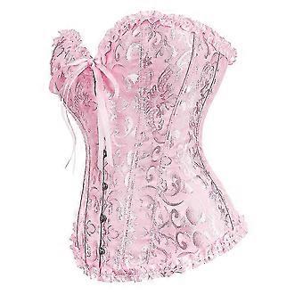 Damen Schnürung Stäbchen Overbust Bustier Dessous Bodyshaper Top Princess -pink pink-xs