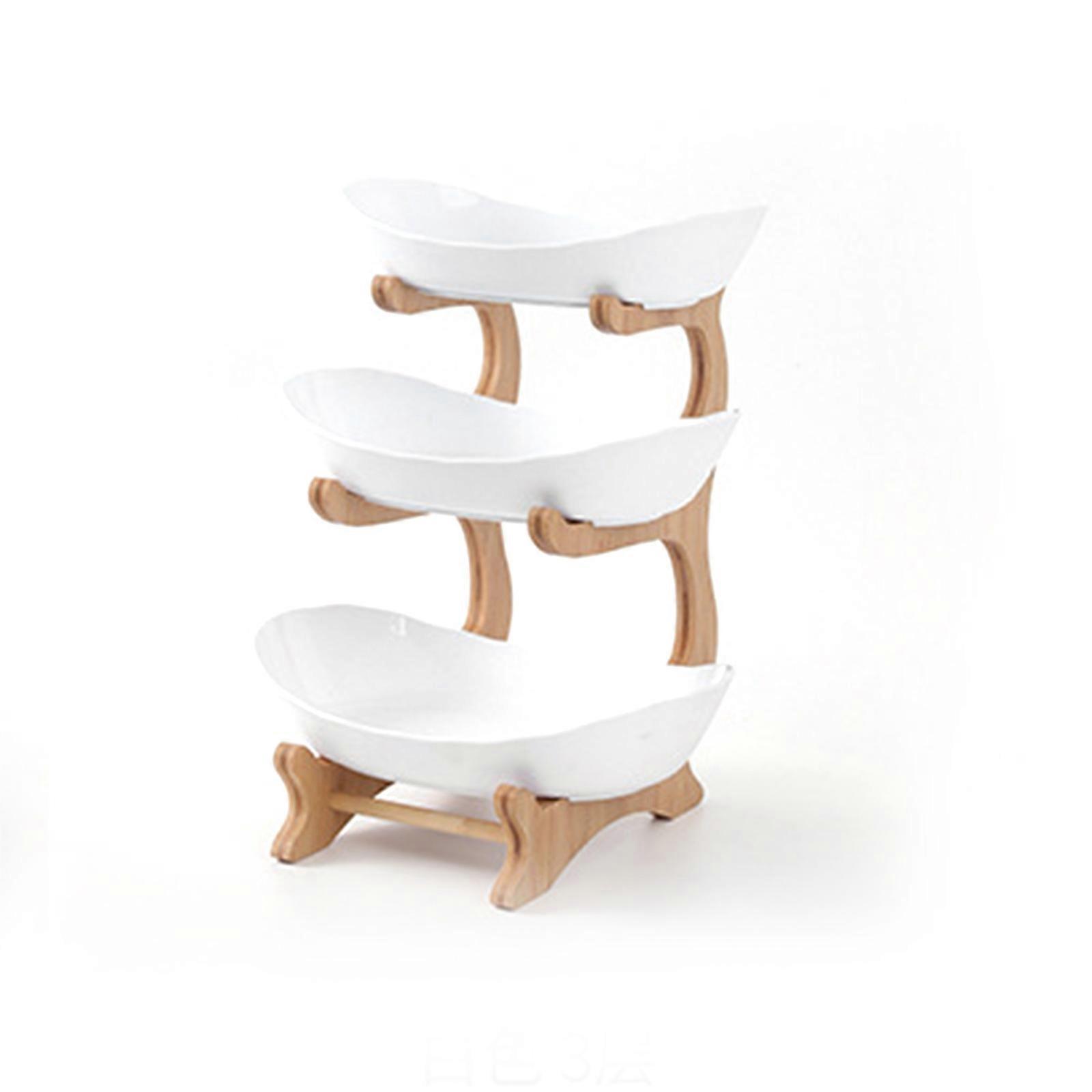 2/3 Tier Fruit Storage Holder, Ceramic Fruit Serving Tray Snacks Nuts Bread Candy Basket