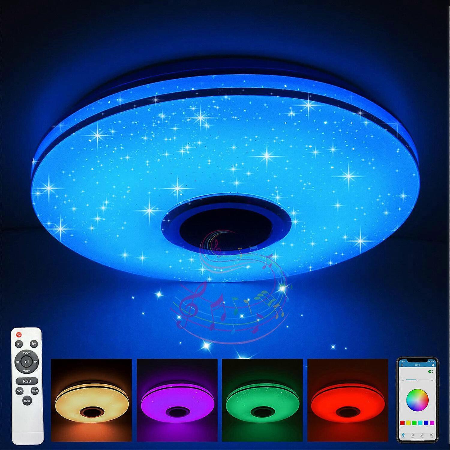 Dimmable LED Ceiling Light RGB Colour Changing with Bluetooth Speaker