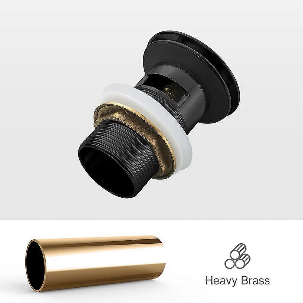 Bathroom Drain, Sink Plug with Overflow, Pop Up, Black