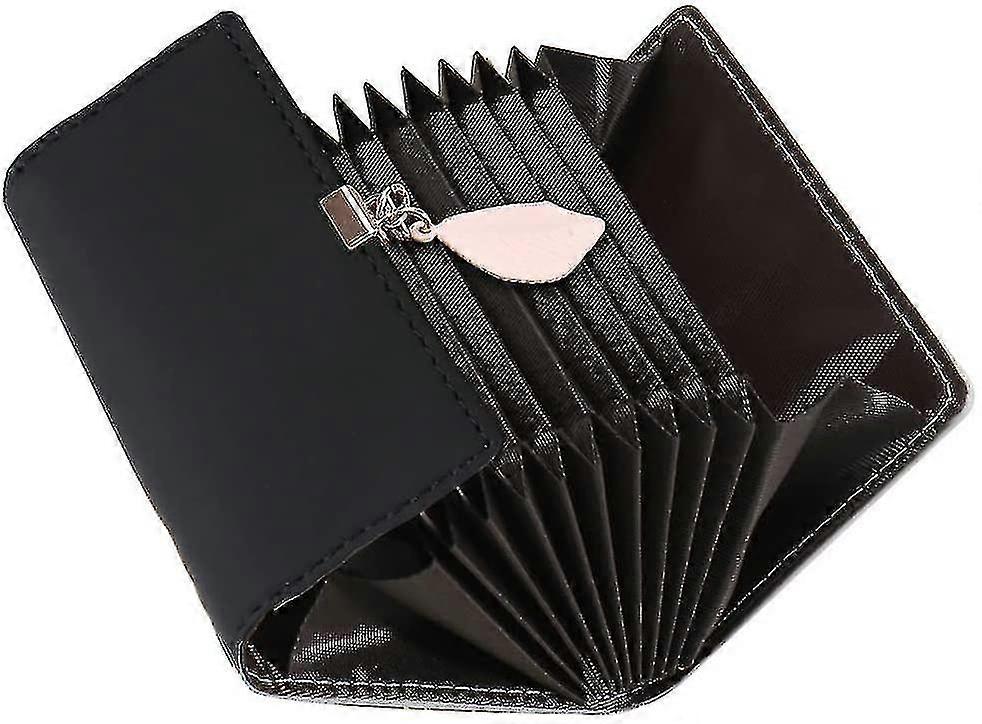 Women's Credit Card Wallet Genuine Leather Rfid Business Card Wallet Zipper Purse