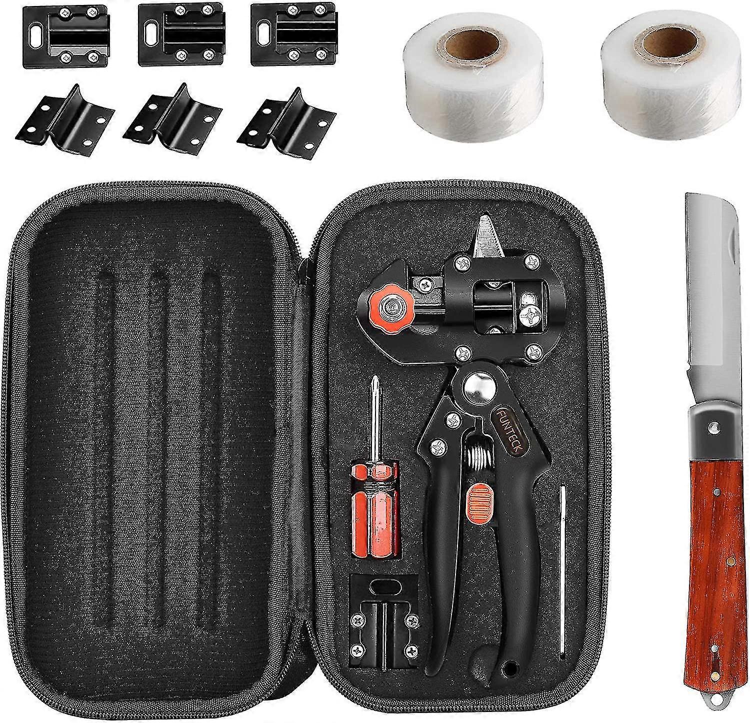 2-in-1 Grafting Tools Pruner Kit, V-graft U-graft, Perfect For Fruit Tree Grafting, Including Grafting Tapes, Grafting Knife & Replacement Blades