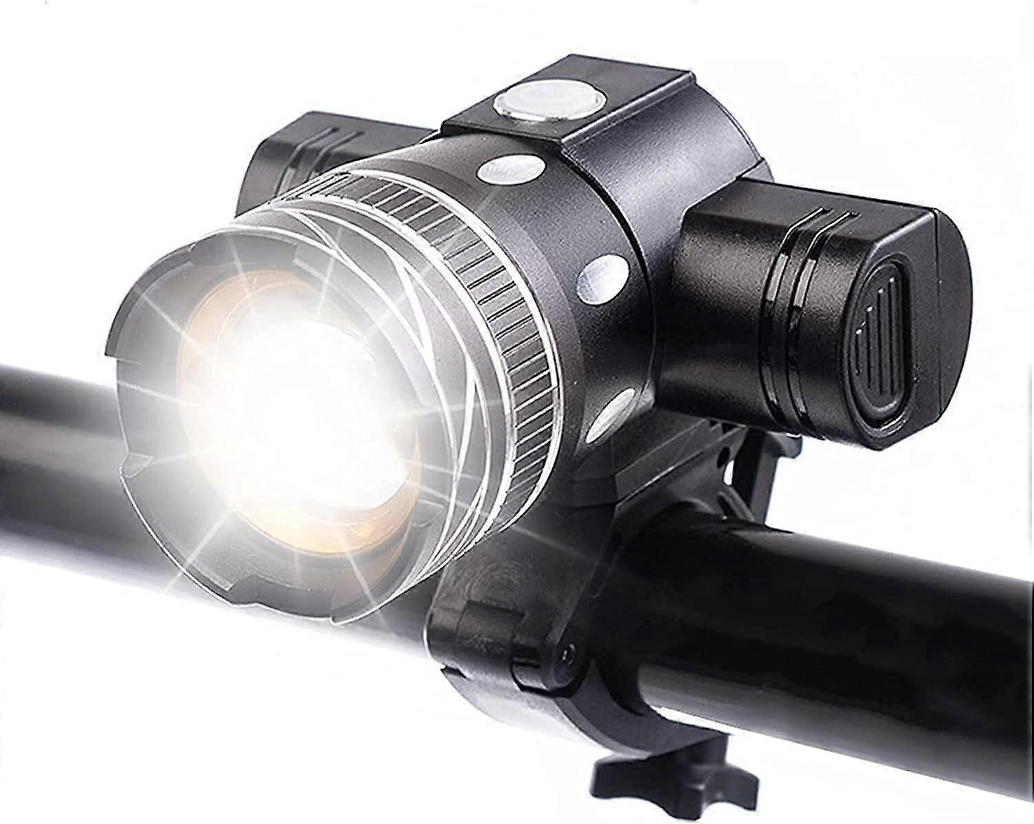 5000ルーメンバイクライト充電式フロントライト、防水LEDバイクランプ高輝度6時間サイクリングマウンテン交通安全通勤懐中電灯ウィット