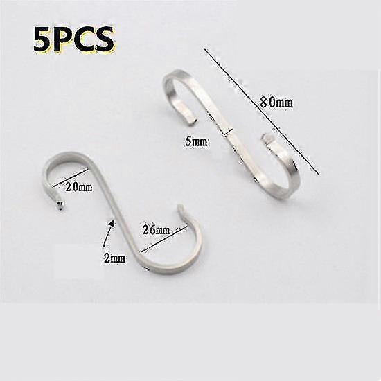 5 قطع 304 الفولاذ المقاوم للصدأ S-hook متجر الملابس S-hook المطبخ هوك مسمار خالي من خطاف الملابس خطاف واحد هوك تخزين إبداعي- MXBC