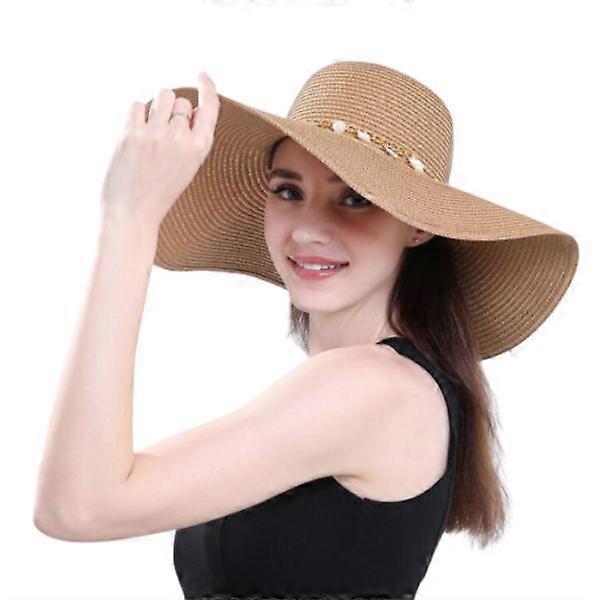 Women's Wide Eaves Straw Hat Summer Anti-UV Beach Cap