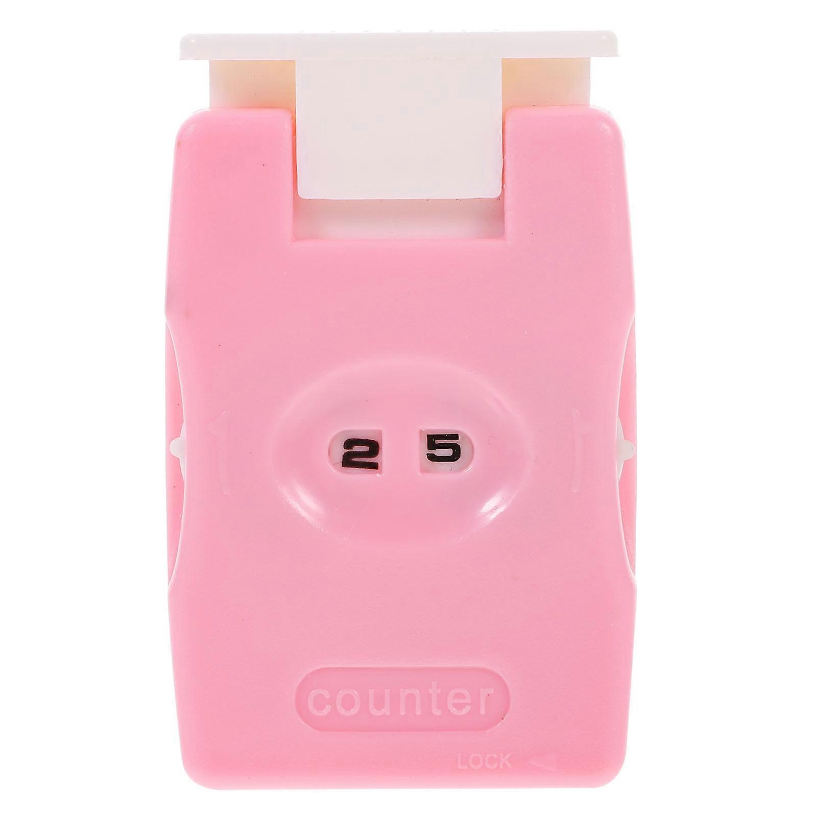Manual Counter wiht Button Knitting Stitch Row Crocheting Counter Knitting Tool for Home Travel Use ( Pink )