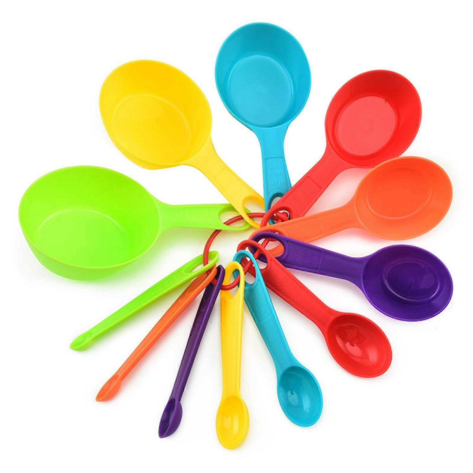 12Pcs Eco-friendly Measuring Spoons Sturdy Construction Plastic Flour Measuring Cup Spoon Set for Home