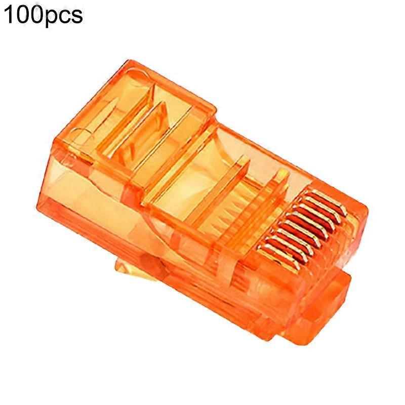 100Pcs Network Connectors Clear High Speed Gold Plated Color RJ45 8P8C CAT5e UTP Crystal Heads for Desktop JIKAIX
