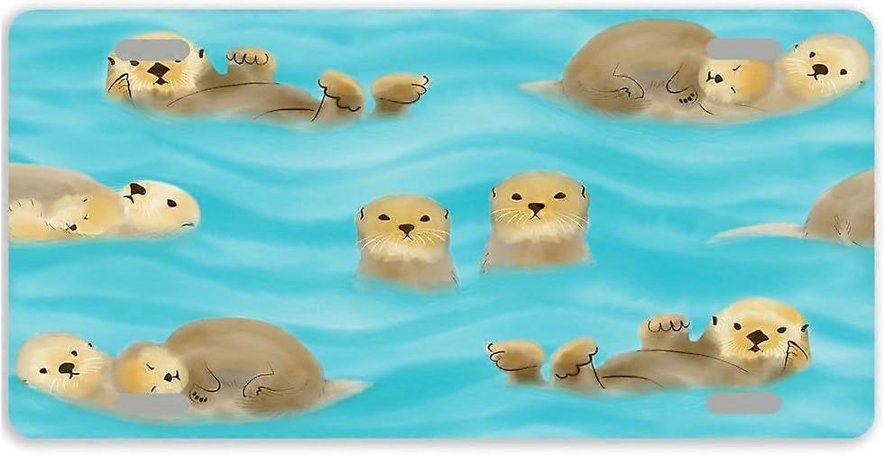 Tampa de Placa de Licença de Carro de Metal Otter com 4 Furos 12 x 6 Polegadas