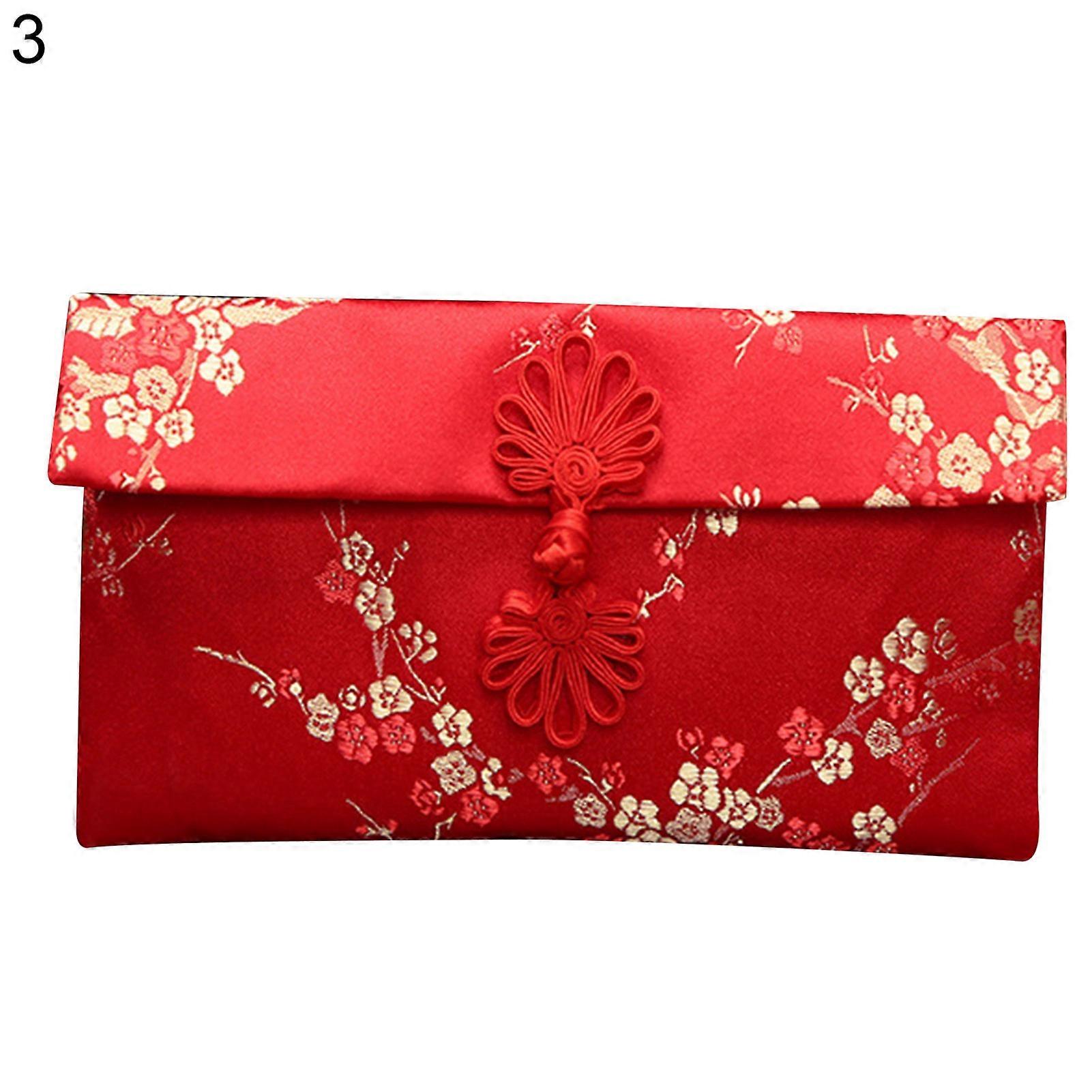 Wedding Envelope Eye-catching Delicate Texture Fabric Chinese Red Envelopes Gift Card for New Year JIKAIX