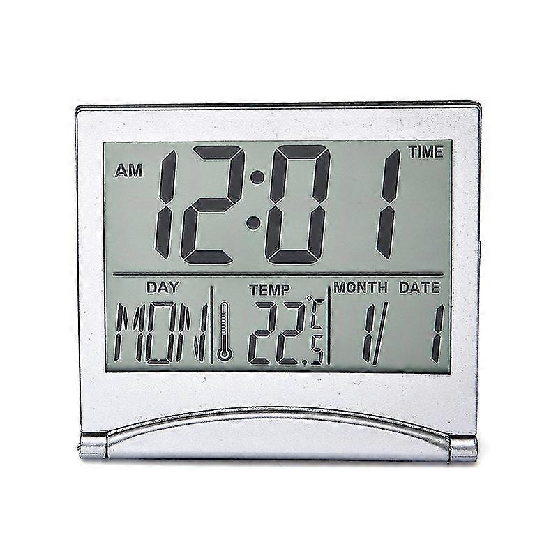 Folding Desktop Alarm Clock Digital Date Temperature Display Clock, Alarm Clock