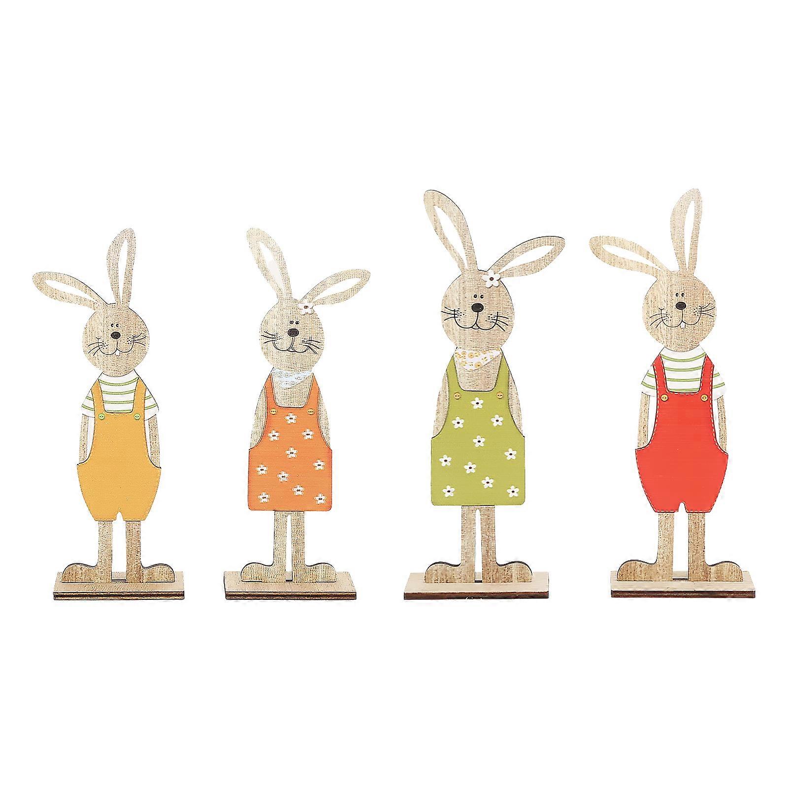 4pcs Wooden Easter Bunny Table Decorations Creative Easter Decoration