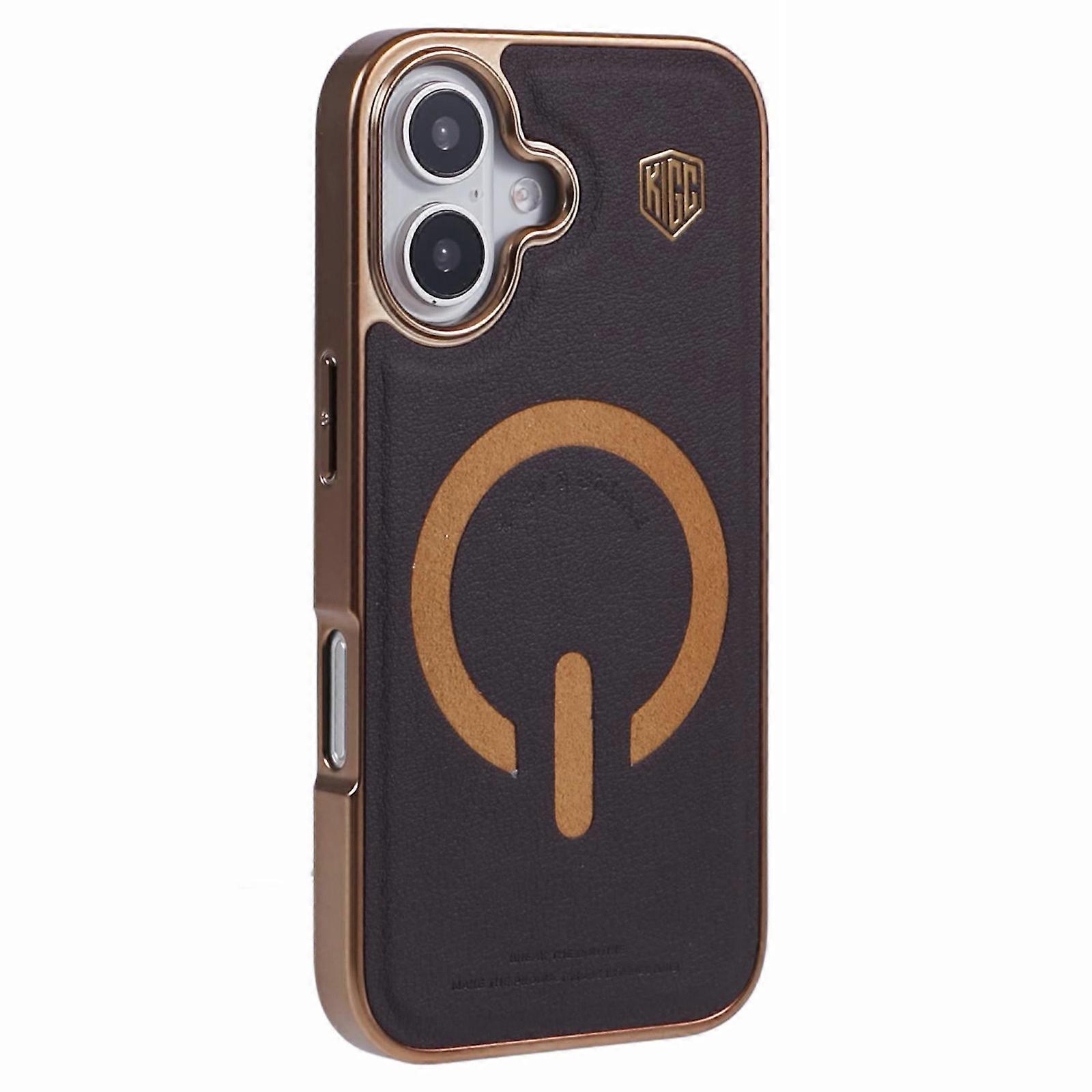 For iPhone 16 Case Compatible with MagSafe Leather+PC+TPU Back Cover