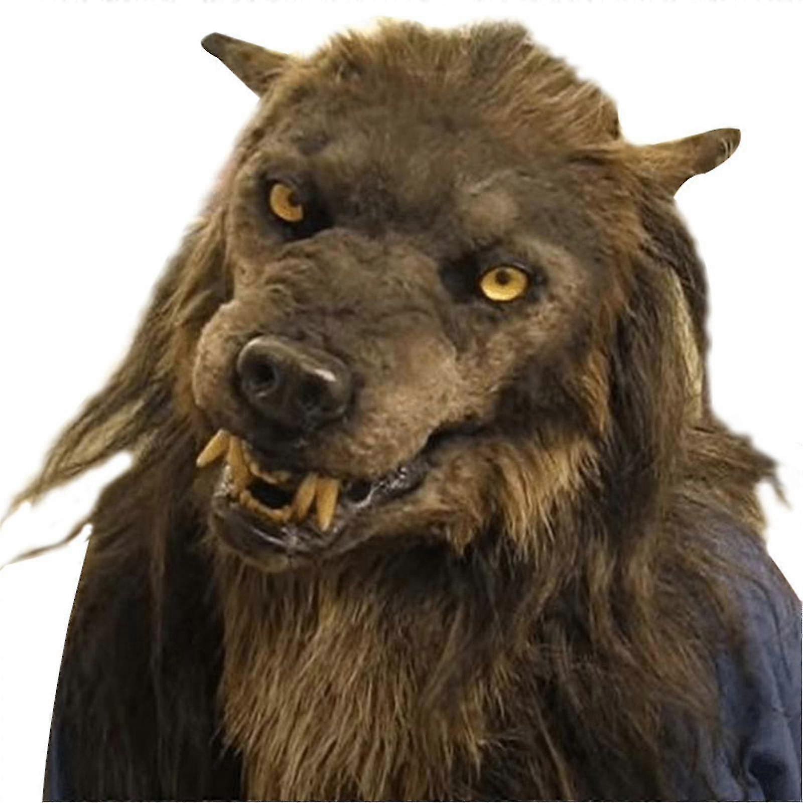 Maska na tvár vlkodlaka Žiariace oči Pohyblivé uši a čeľuste na halloweensku cosplay párty