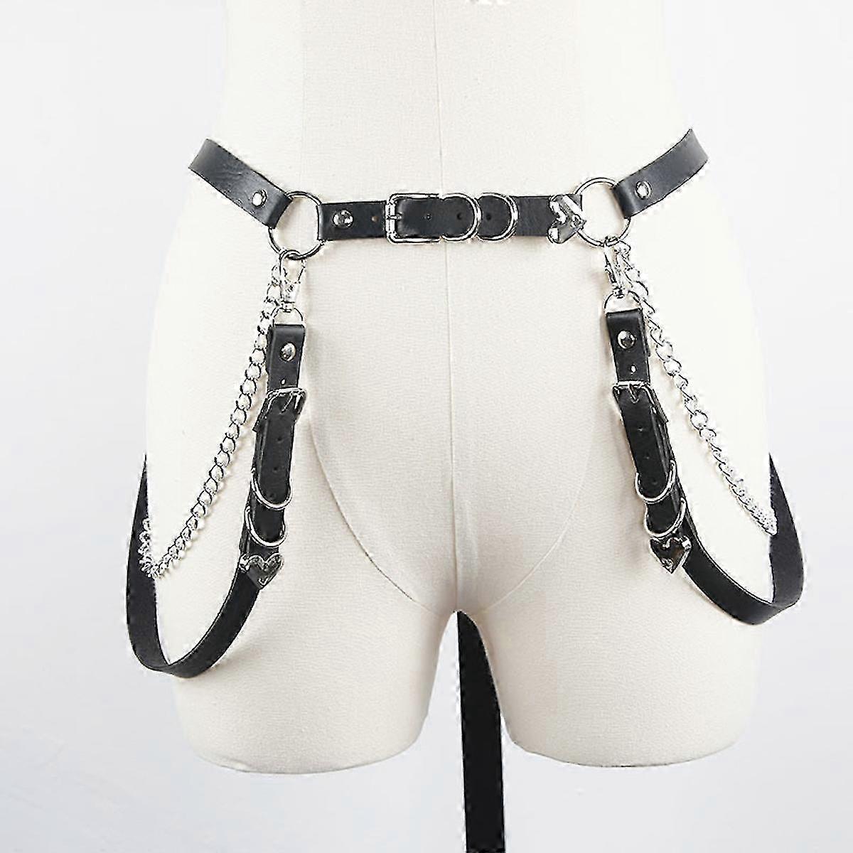 Jewelry Lolita Punk Waist Chain Leather Joint Waistband Chain Cool Body Accessories for Women and Girls