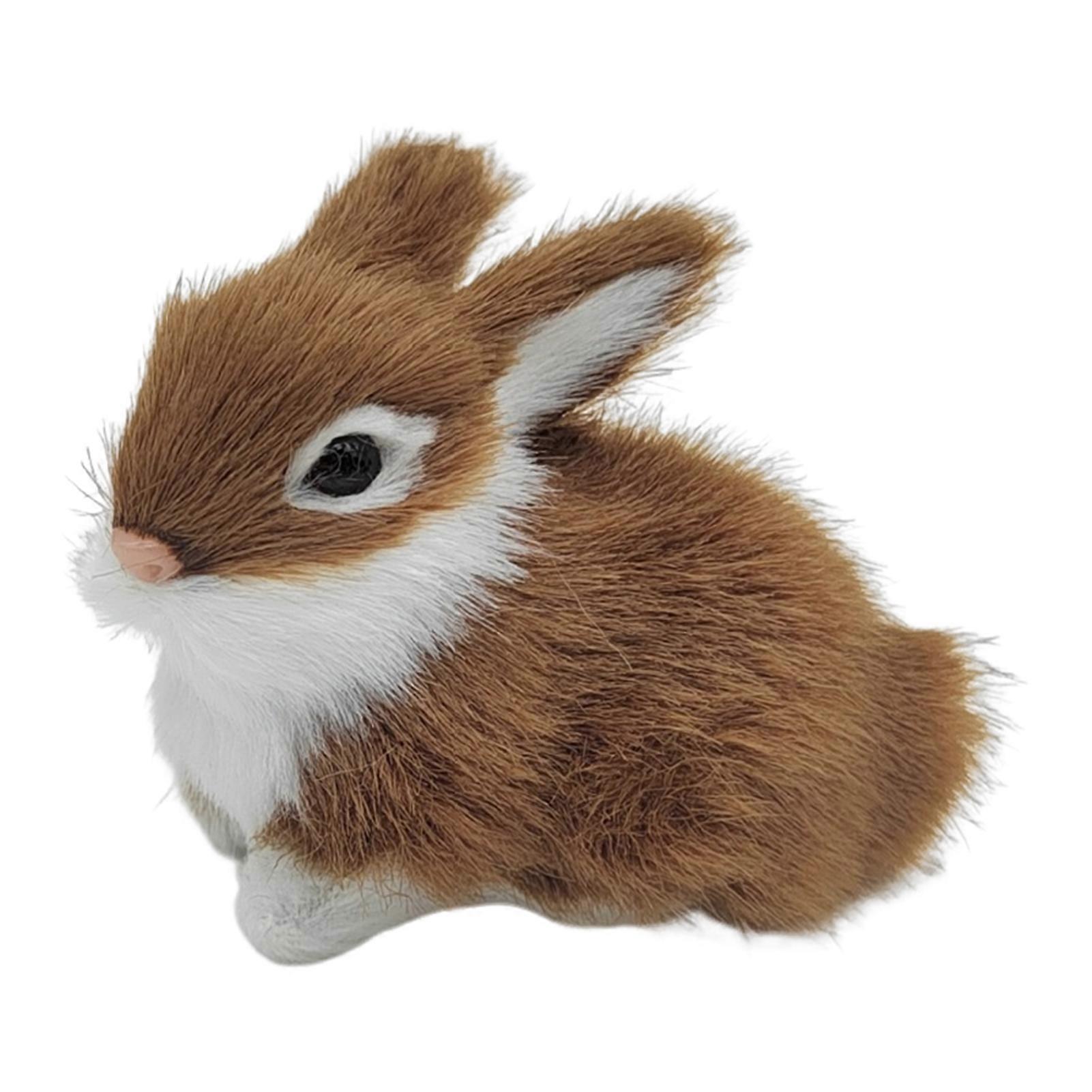 1/5Pcs Plush Rabbit Figurine Realistic Simulation Bunny Model Lifelike Artificial Fur Animal Miniature Home Office Easter Desktop Decoration Ornament