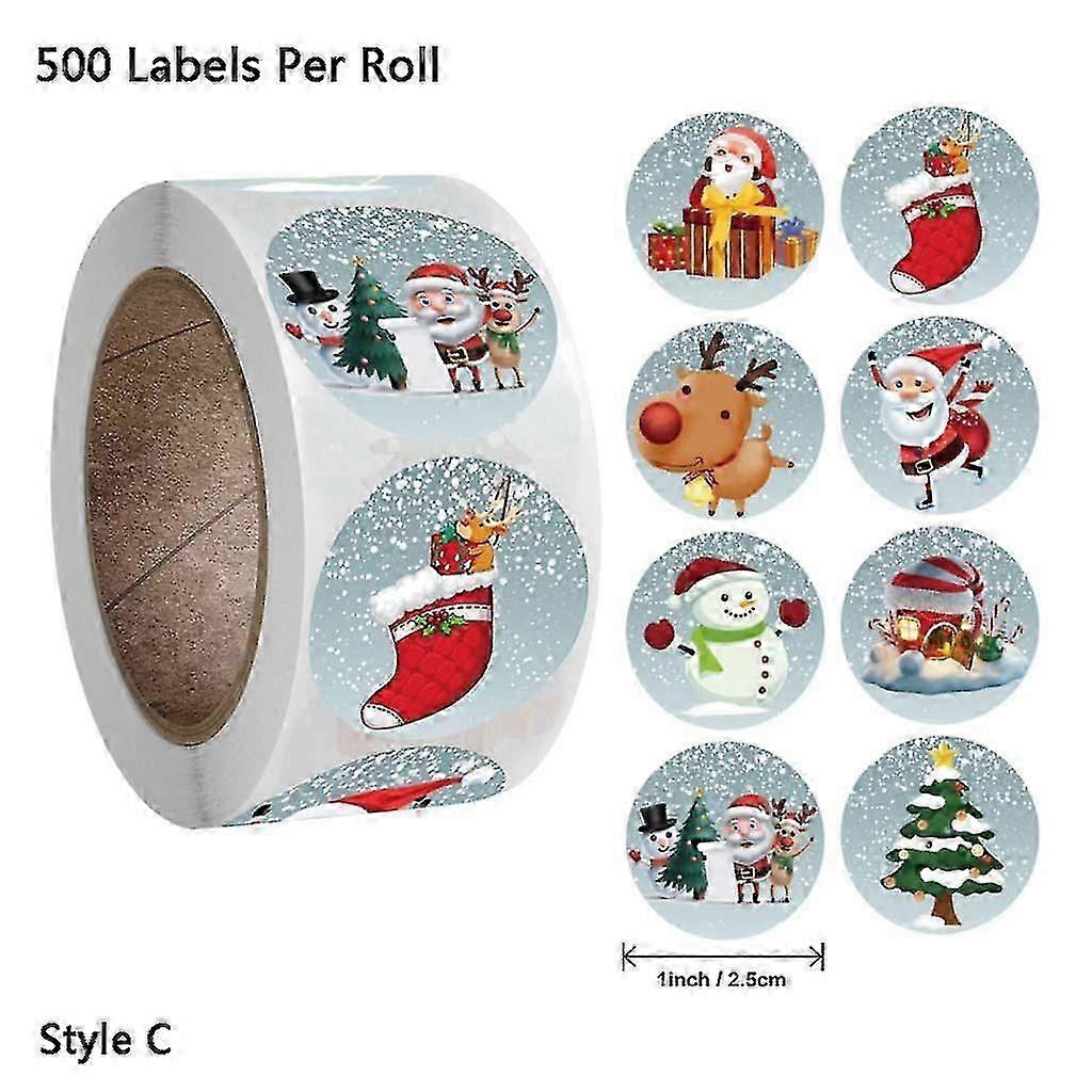 Χριστουγεννιάτικα Αυτοκόλλητα 500τμχ Santa Snowflake Elk Holiday Gift Label Decal-XK1075