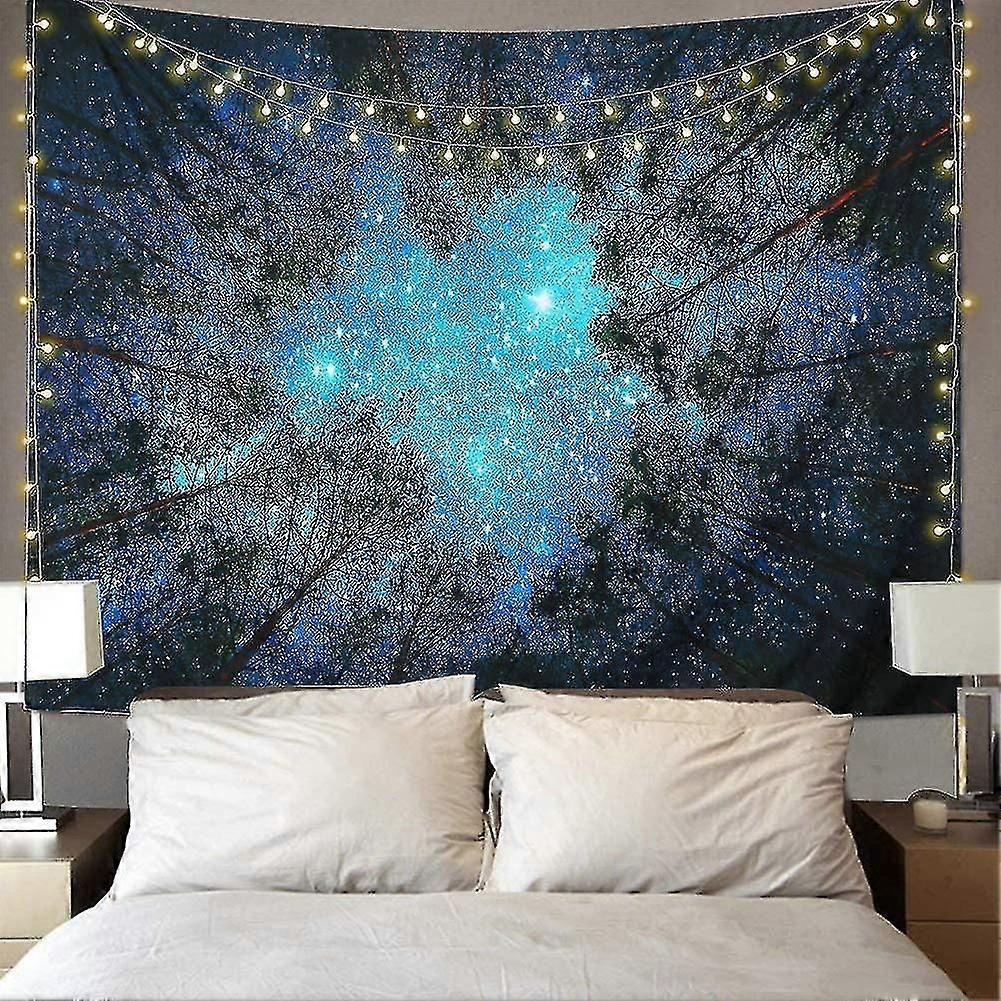 Forest Starry Tapestry Galaxy Tapestry Wall Hanging Blue Wall Tapestry