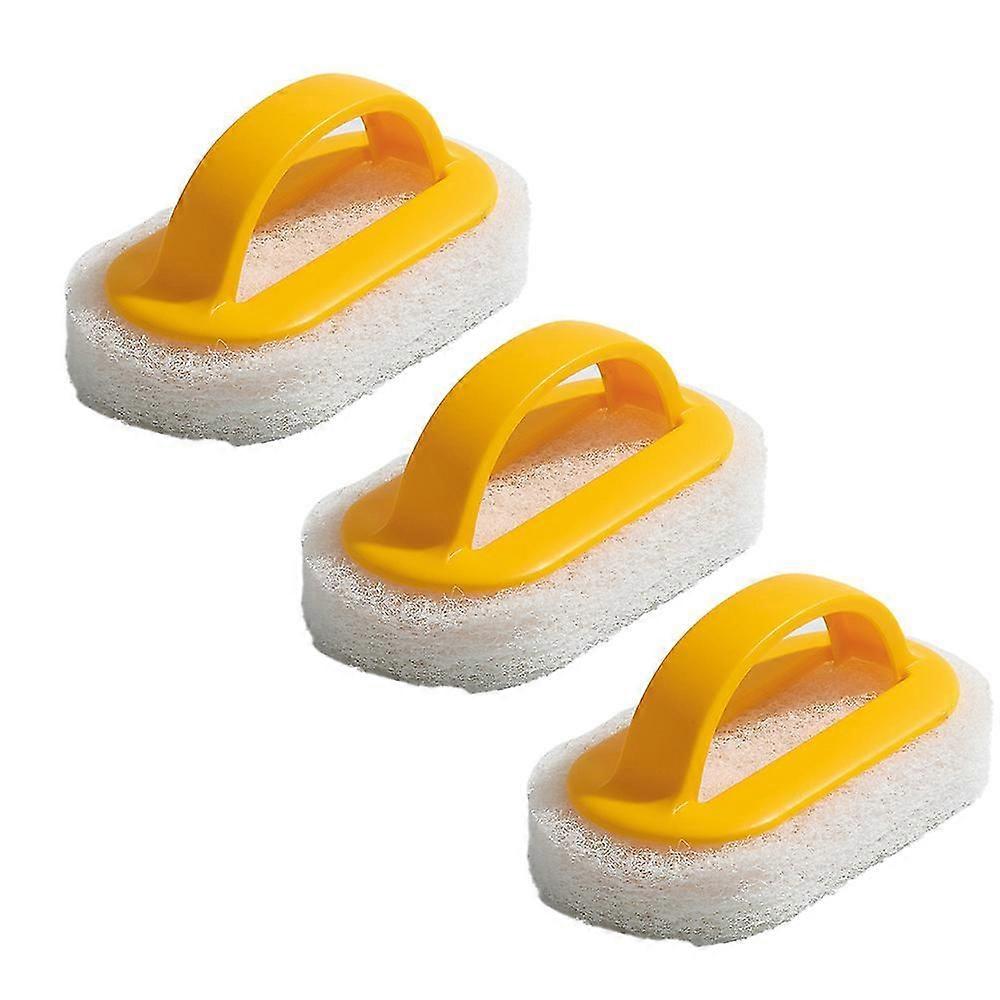 3pcs Kitchen Sponge Bathtub Pool Scrub Brush Strong Scouring Dish Washing Cleaning Brush