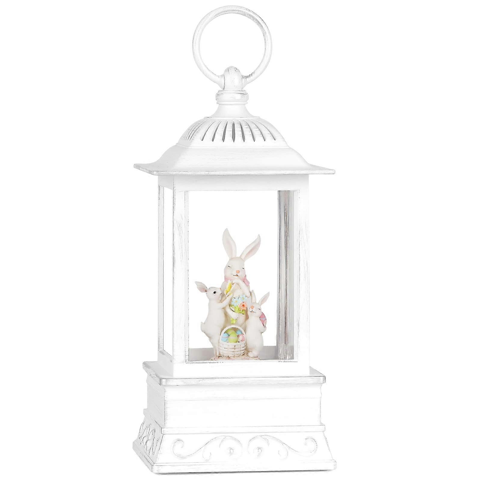 Easter snow globe with bunny glitter lantern for spring decor