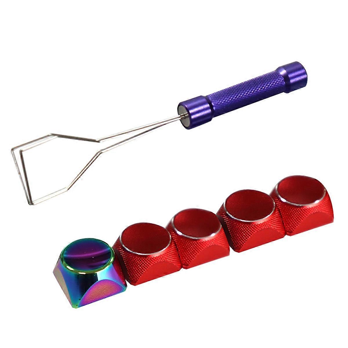 5Pcs Aluminum Alloy Metal Keyboard Cap Color Mechanical Keyboard Universal Personality Keycap with Metal Key Puller