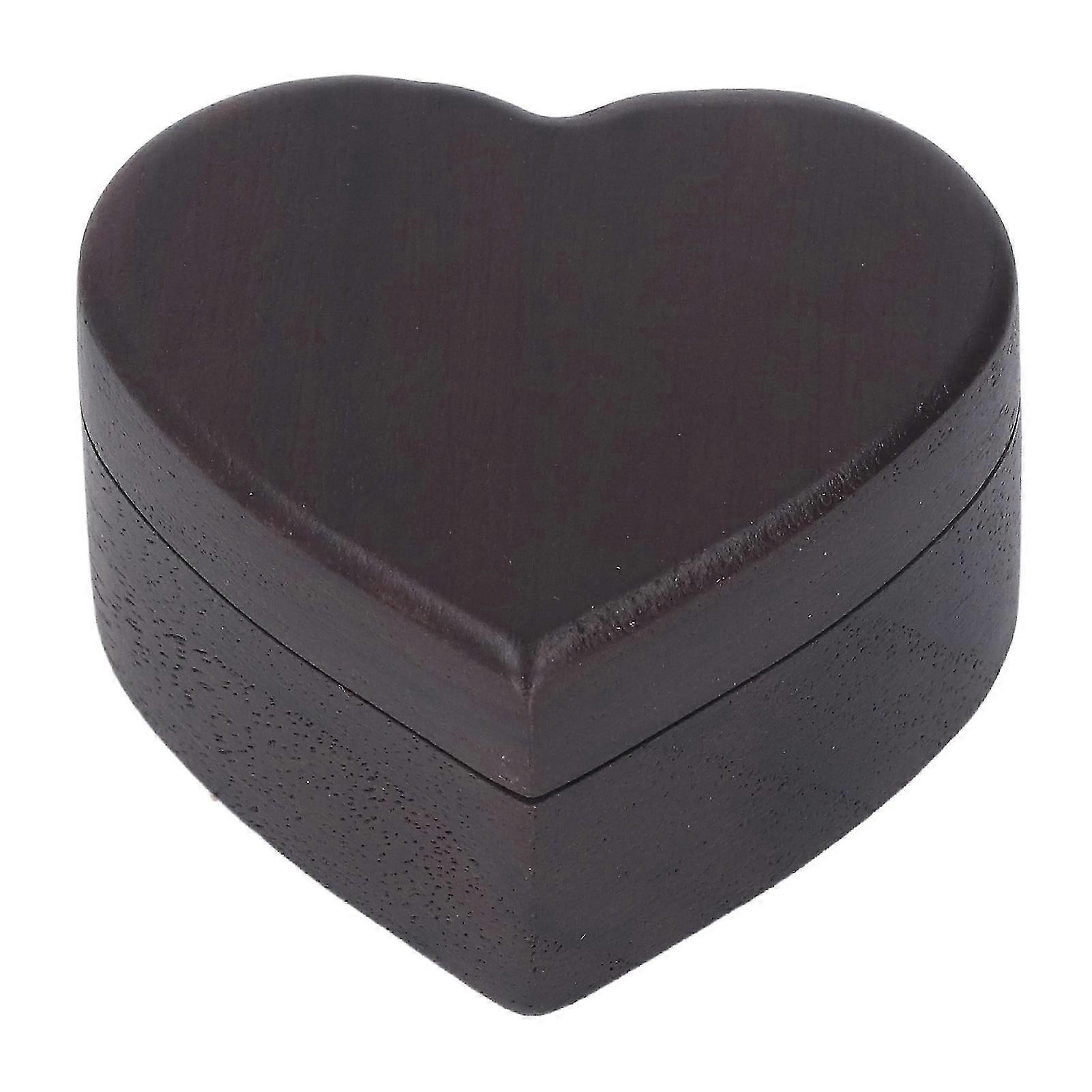 Ring Box Heart Shape Magnet Button Walnut Material Compact Portable Wedding Ring Box for Proposal