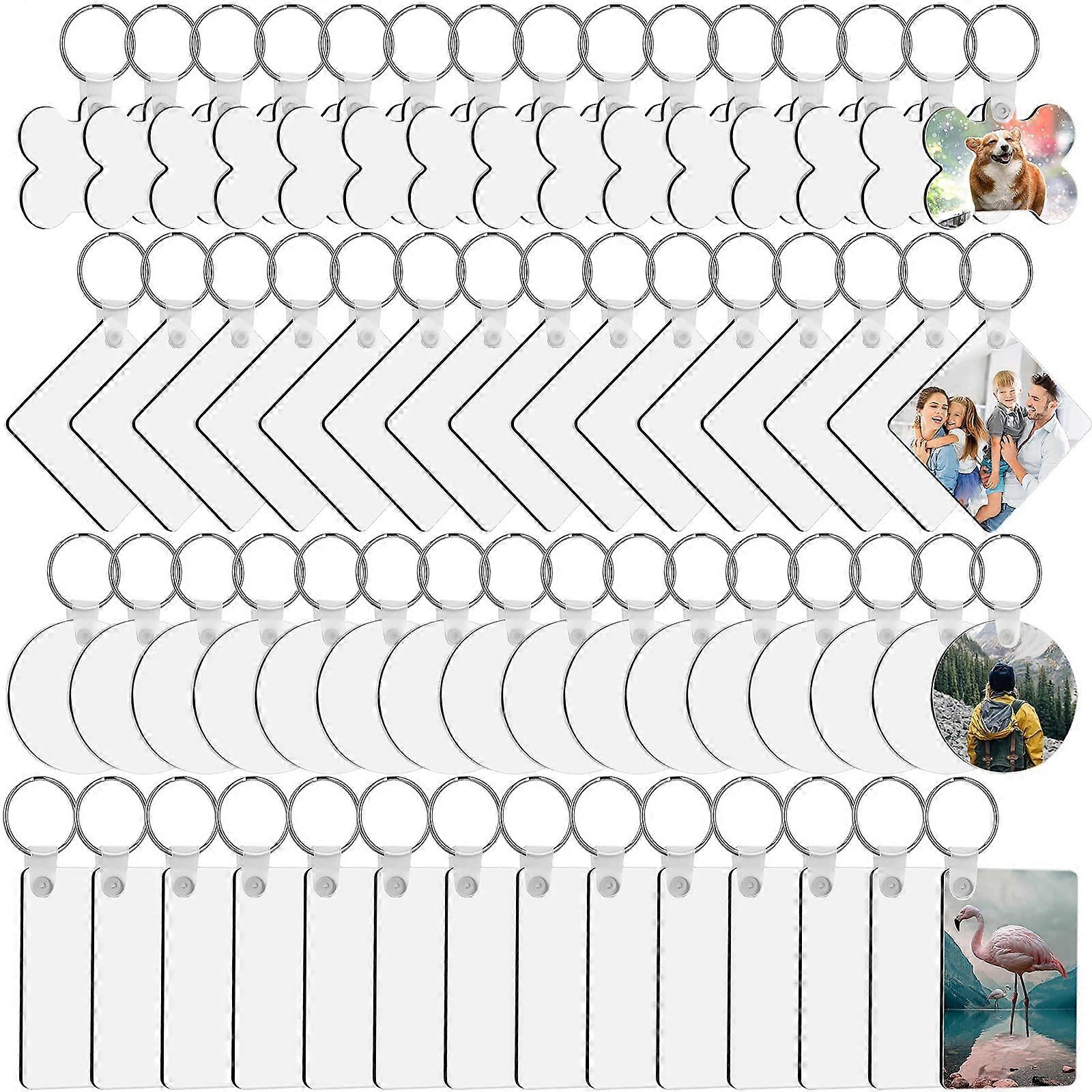 Sublimation Keychain Blanks 120 Pcs MDF DIY Double-Sided Printed Heat Transfer With Keyrings