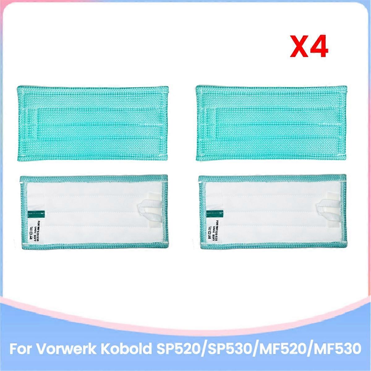4PCS Mop Pads for Kobold SP520/SP530/MF520/MF530 Vacuum Cleaner Parts Washable Steam Mop Cloths